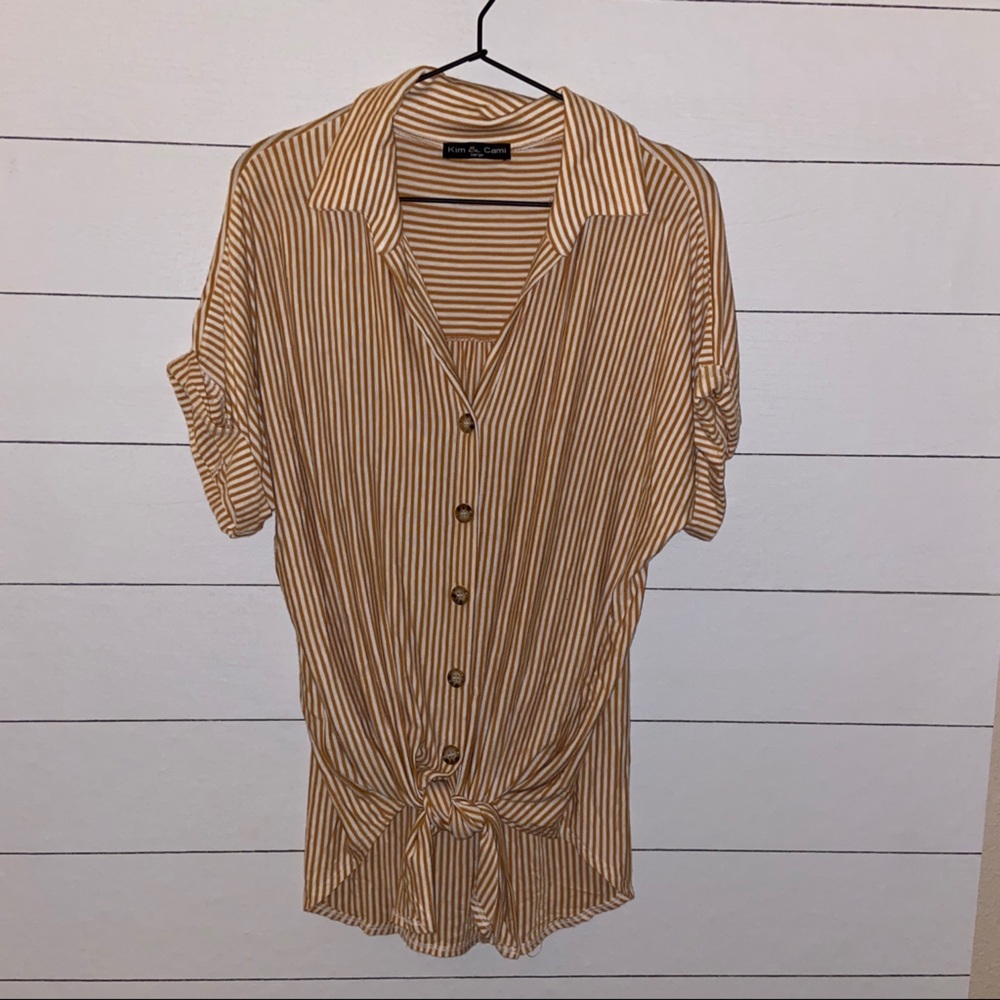 Kim & Cami Front Tie Blouse, Large